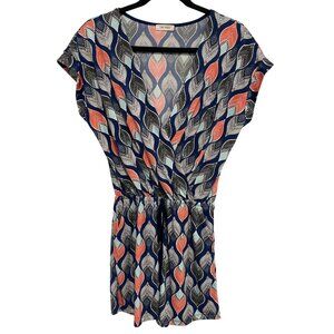 The Nines Romper Size Small Surplice Neck Geometric Drawstring Waist Bohemian